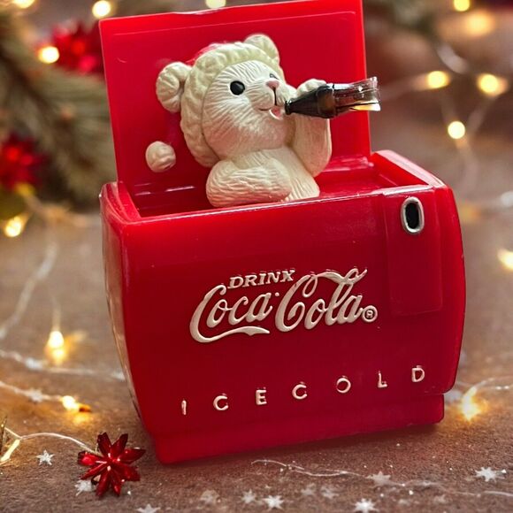 Enesco Coca Cola 1993 Cool Yule Pop Up Christmas Ornament Now You See It - Picture 1 of 5